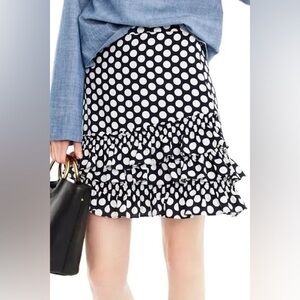 J. Crew Polka Dot Ruffle Tiered Skirt Women's Size 8 Navy new